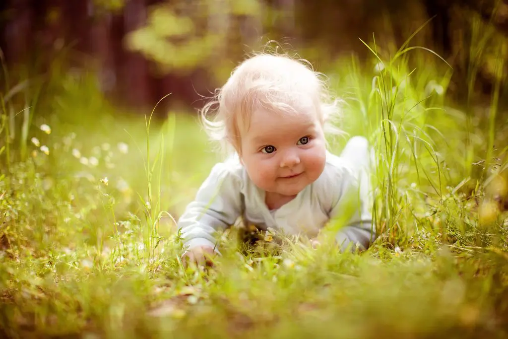 Child playing in garden