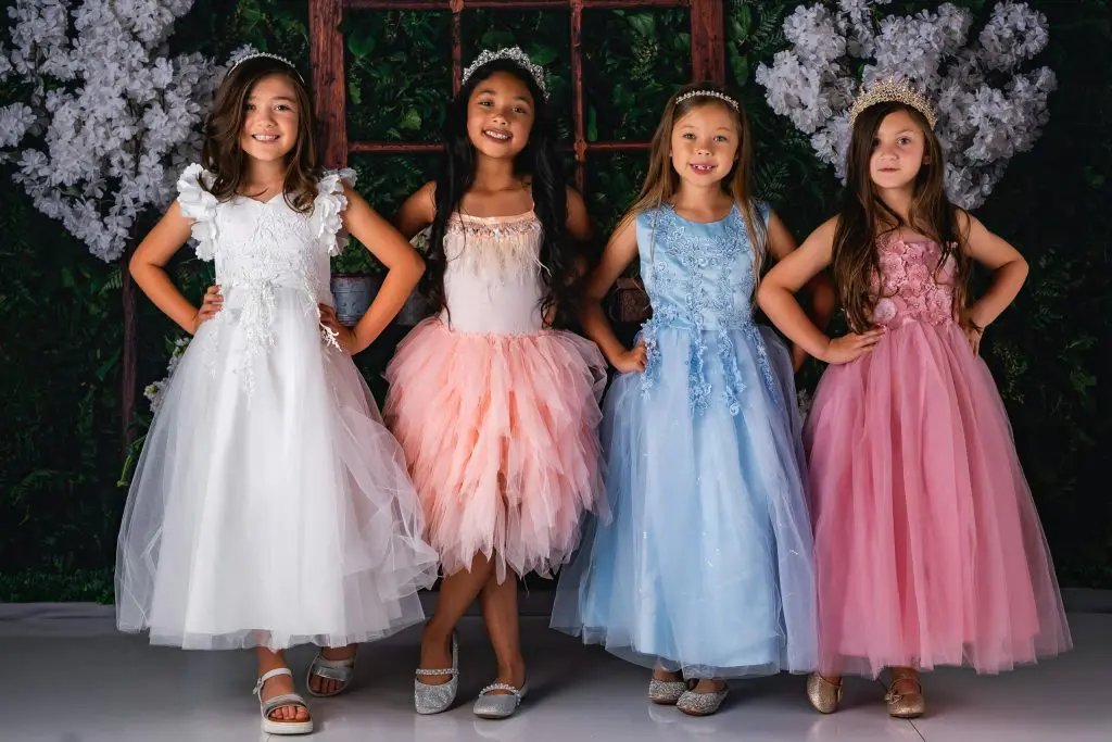Group of Girls Wearing Princess Costumes