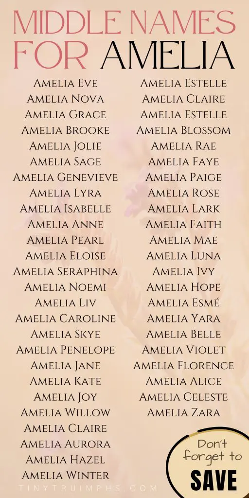 Middle Names For Amelia
