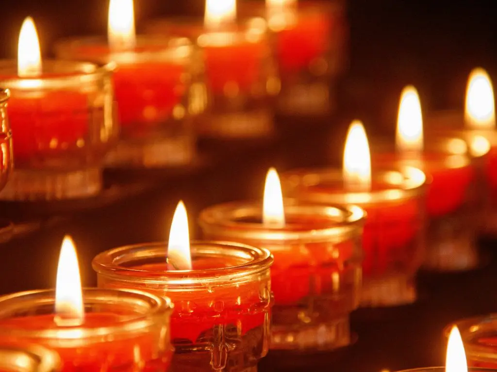 Serene Glow of Red Votive Candles