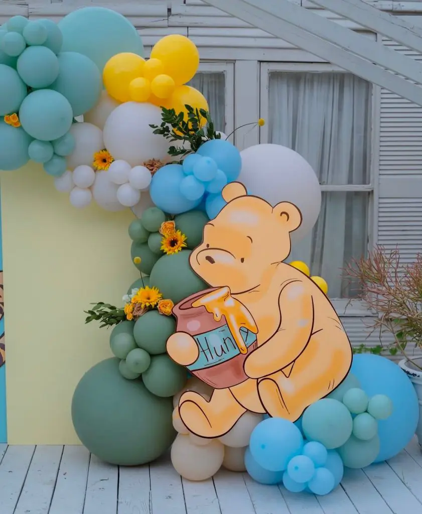 Balloon Decor For Winnie The Pooh Baby Shower