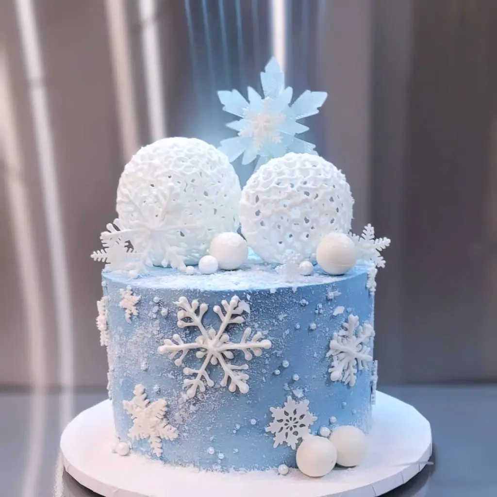 Winter Wonderland Snowflake Cake