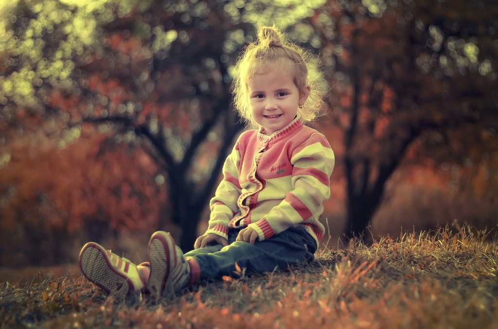 Happy girl child outdoor