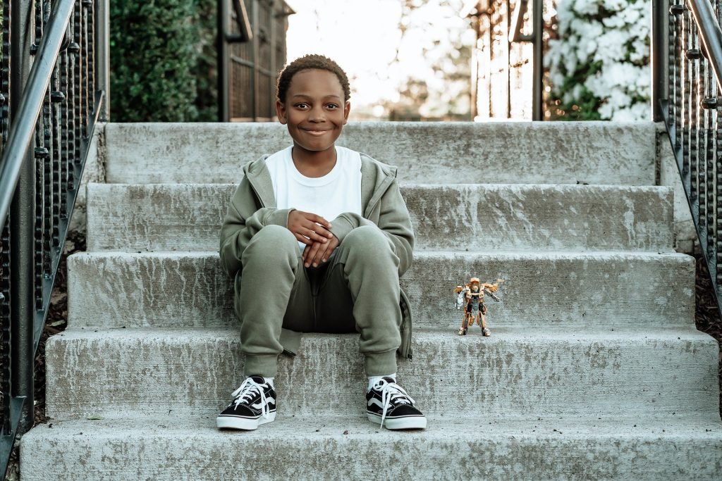 Boy Sitting on stairs