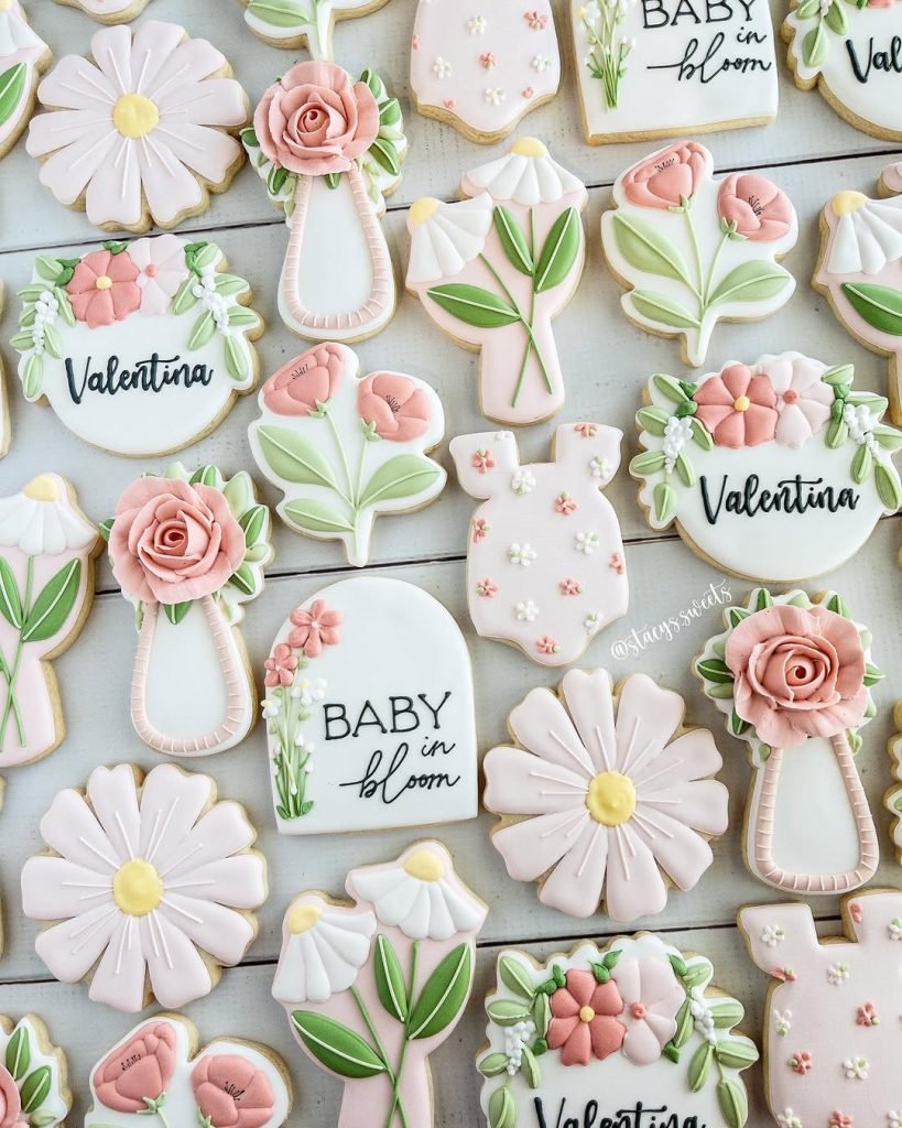 25 Baby Shower Cookie Ideas for Girls That Are Too Pretty to Eat 7 Baby in Bloom Shower Cookies
