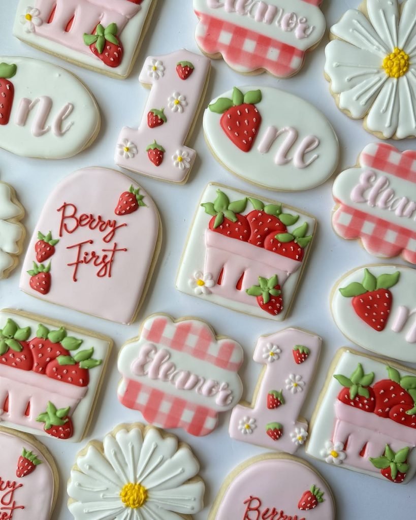 25 Baby Shower Cookie Ideas for Girls That Are Too Pretty to Eat 26 Berry Sweet Strawberry Theme Cookies