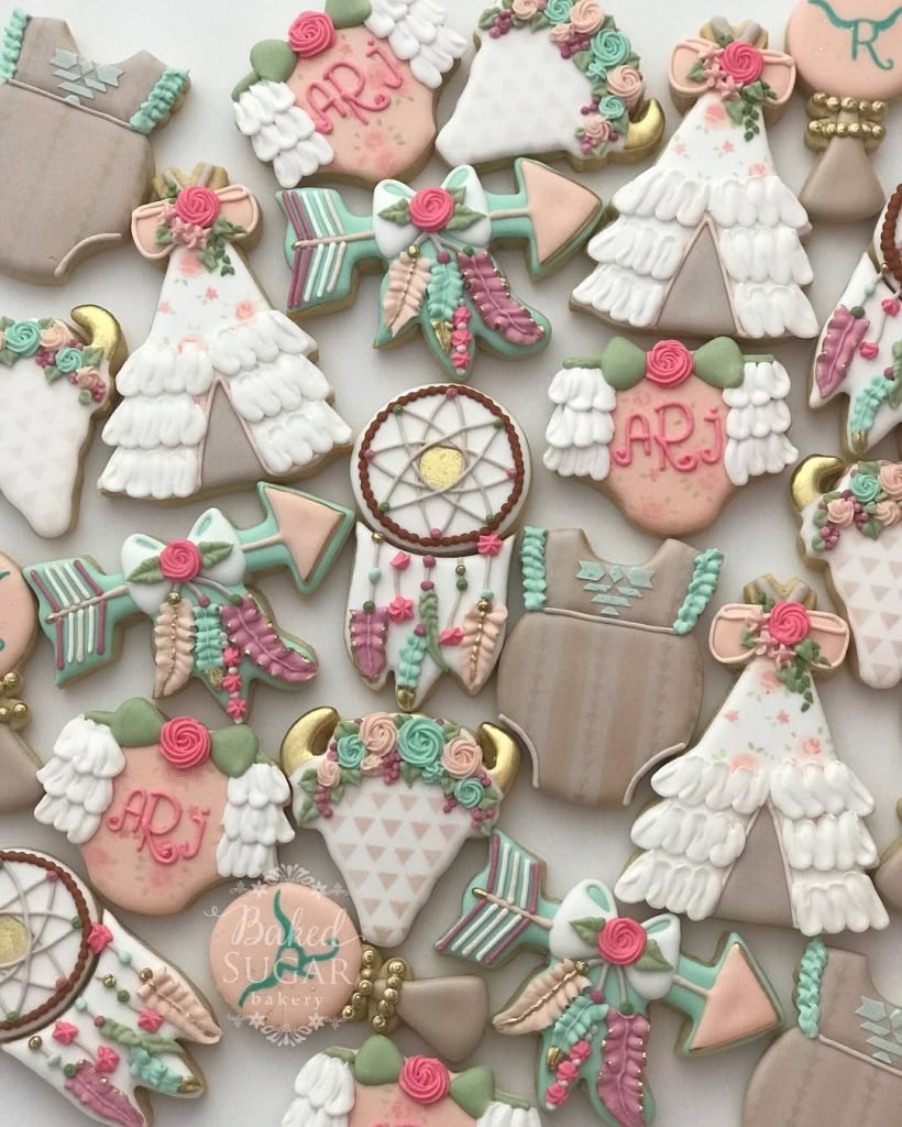 25 Baby Shower Cookie Ideas for Girls That Are Too Pretty to Eat 18 Boho Baby Shower Cookies