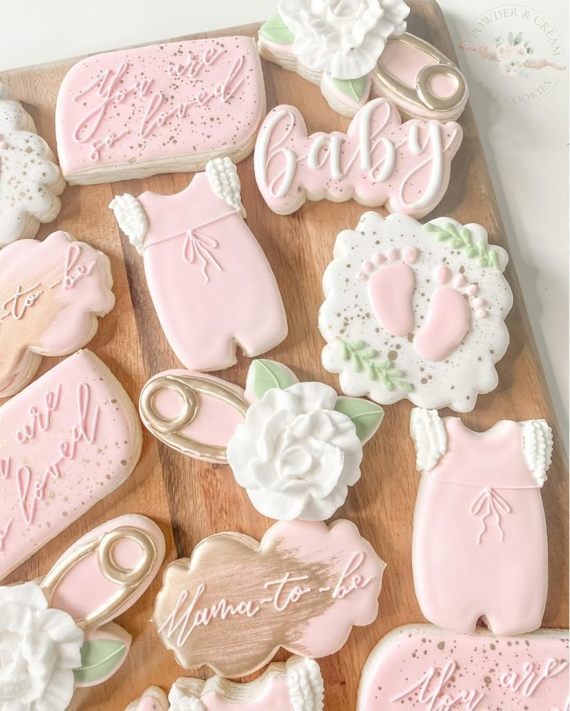 25 Baby Shower Cookie Ideas for Girls That Are Too Pretty to Eat 11 Soft Blush Baby Shower Cookies