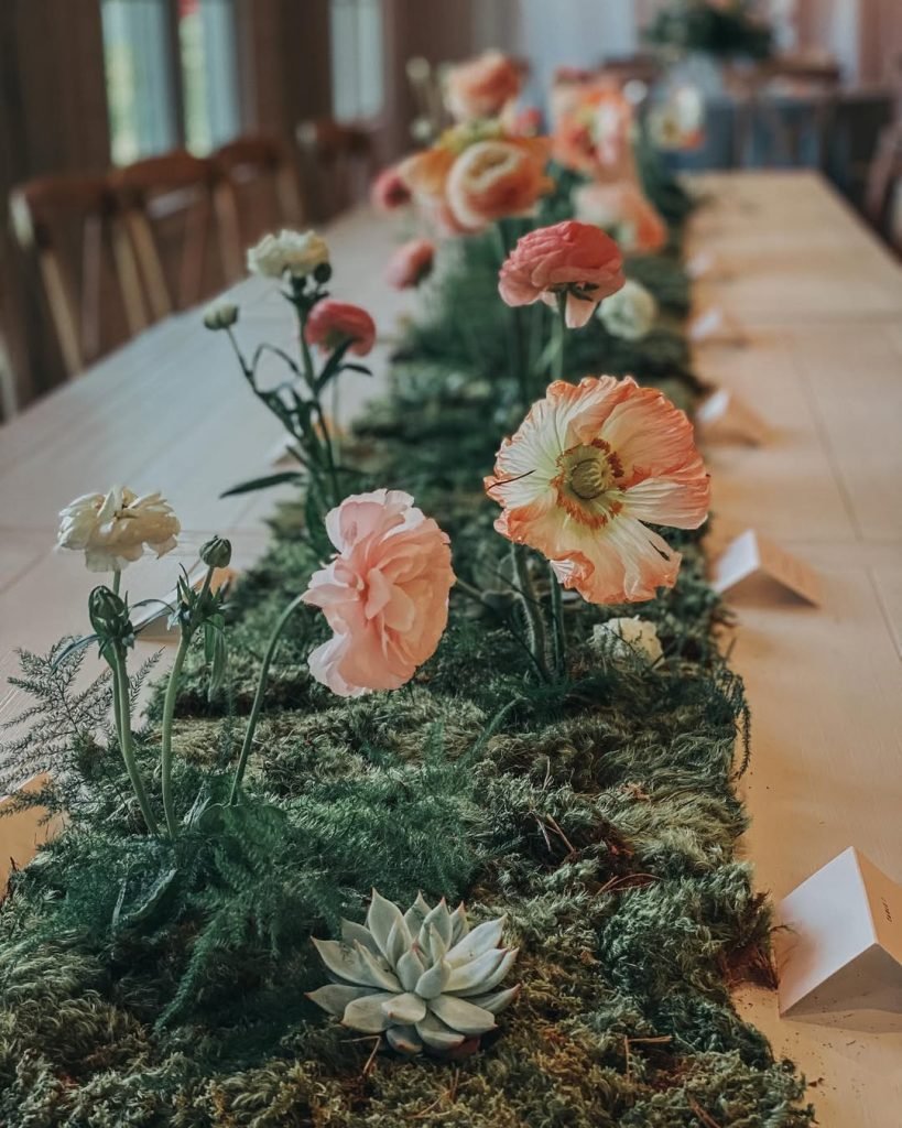 30 Woodland Theme Baby Shower Ideas 5 Moss Table Runner