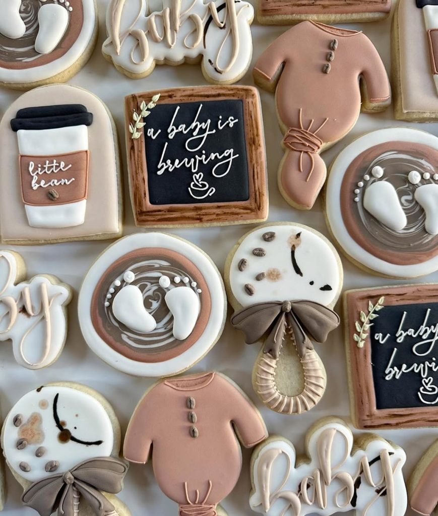 30 Trending Fall Baby Shower Themes and Decor Ideas for 2025 12 A Baby is Brewing Baby Shower Cookies