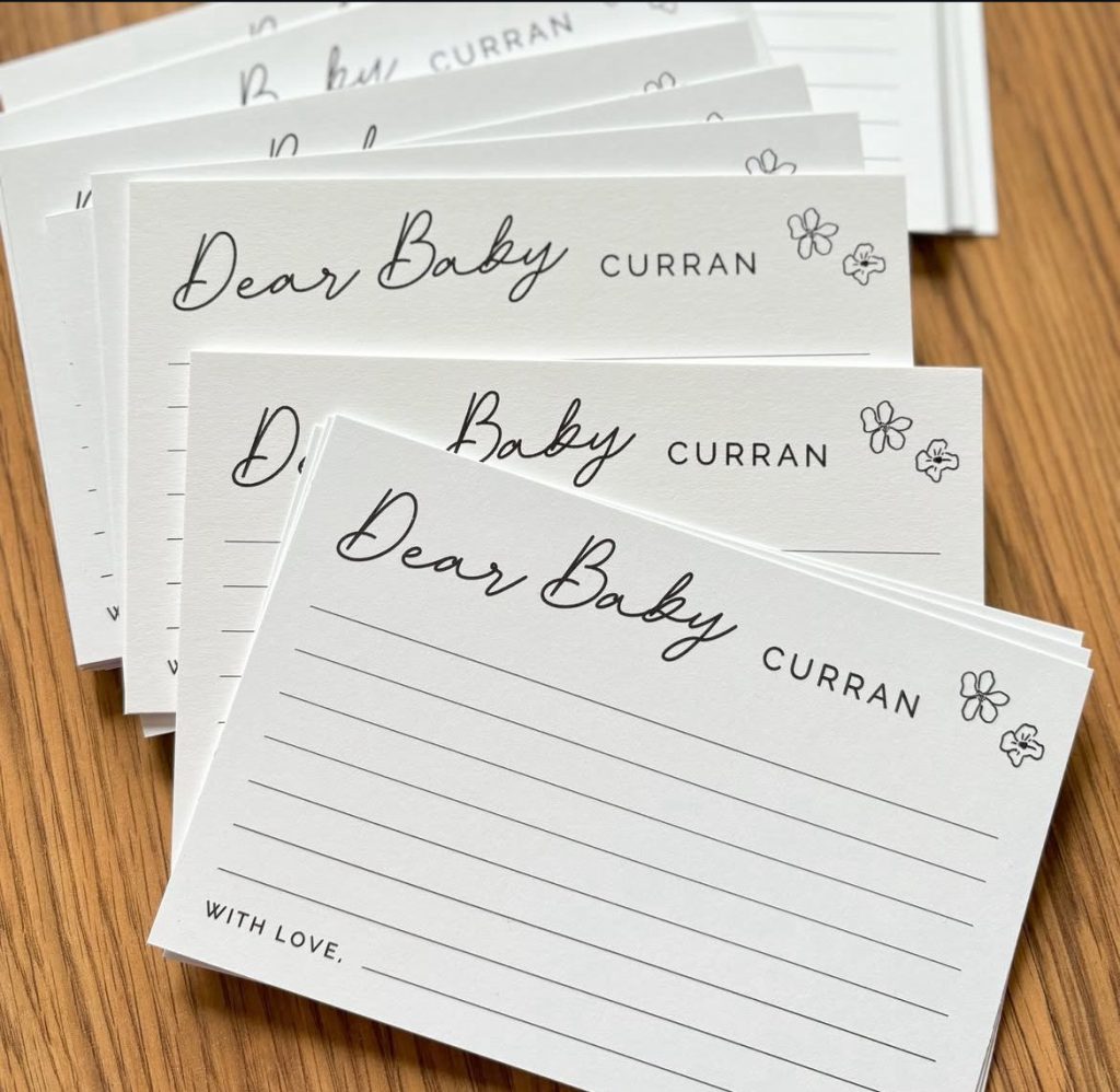 Notes for locally grown baby shower