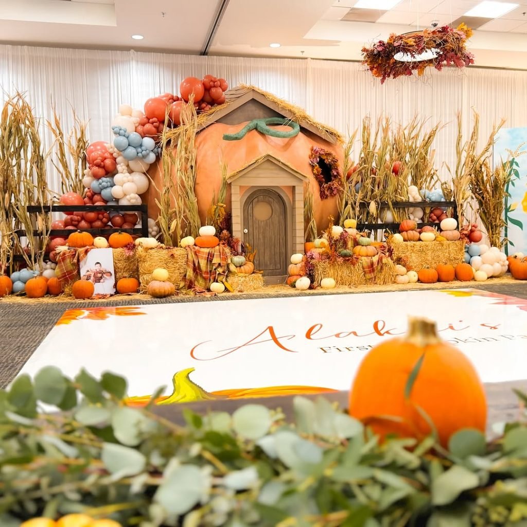 30 Trending Fall Baby Shower Themes and Decor Ideas for 2025 32 Pumpkin Patch Baby Shower backdrop